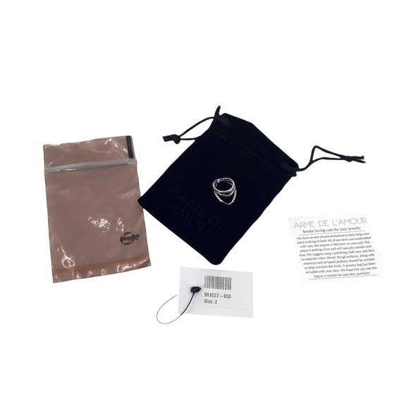 ARME DE L'AMOUR Sterling Silver Chevron Ring 100% 925 / 1000 Women's Sz 2 NWT - Picture 5 of 5